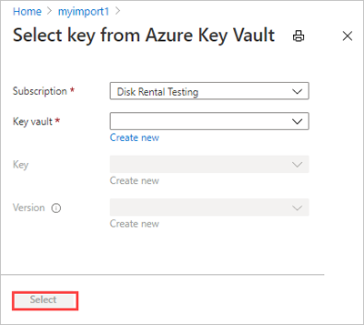 Captura de pantalla que muestra la configuración de la opción de cifrado y la ubicación del botón Seleccionar.