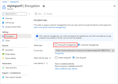 Captura de pantalla que muestra el panel Información general de un pedido de Data Box.