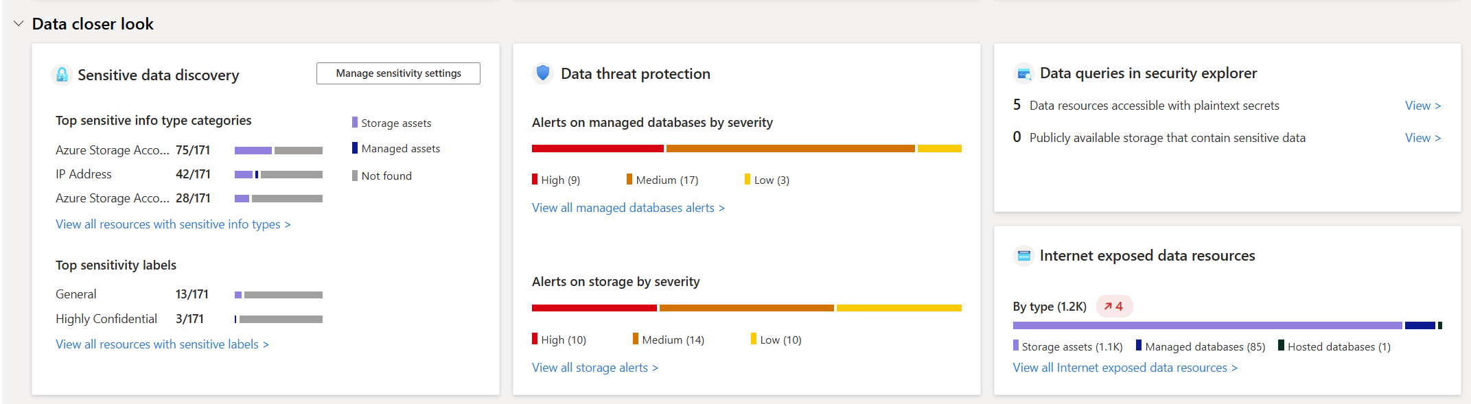 Captura de pantalla que muestra la sección Información detallada del panel de información de seguridad de datos.