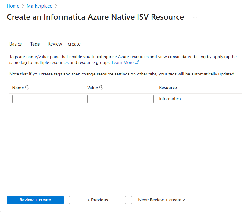 Captura de pantalla en la que se muestra el panel de etiquetas en la experiencia de creación de Informatica.