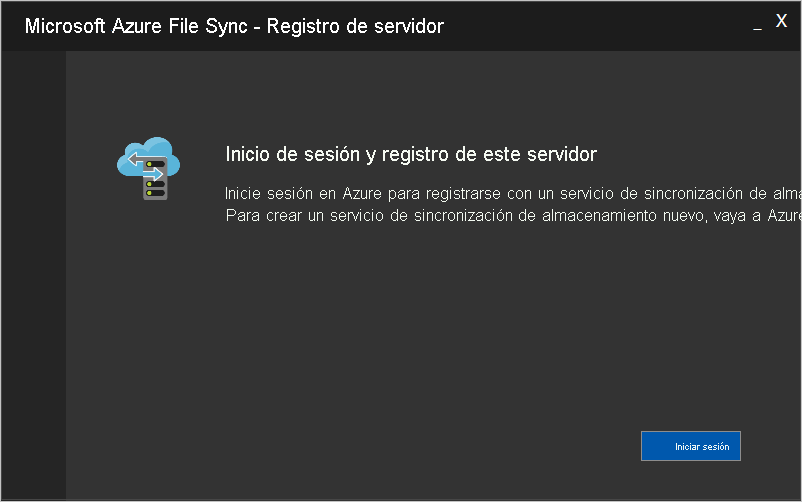 Apertura del cuadro de diálogo de la interfaz de usuario de registro del servidor.
