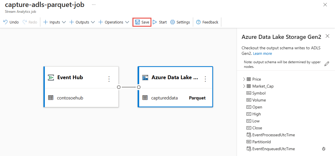 Captura de pantalla que muestra el botón Guardar en la barra de comandos.