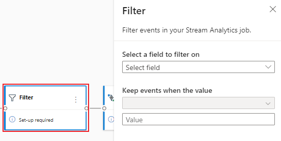 Captura de pantalla que muestra la configuración del operador filter.