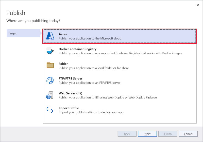 Cuadro de diálogo Publicar