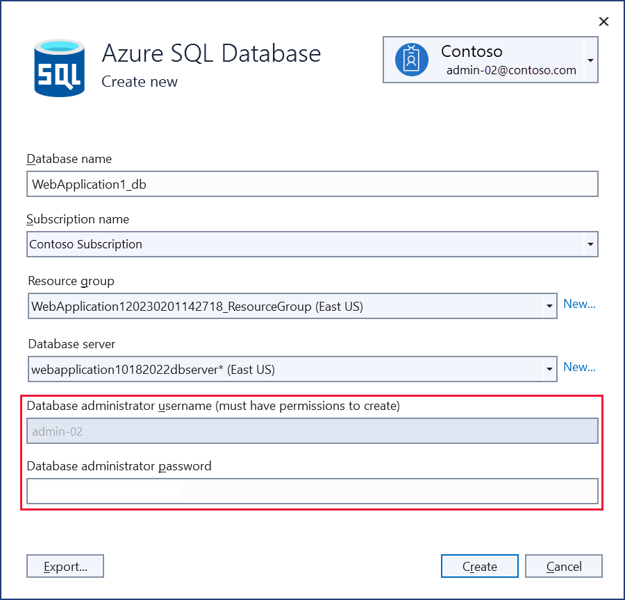 Cuadro de diálogo Nueva base de datos SQL de Azure