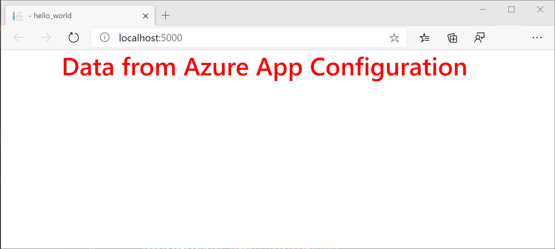 Aplicación web ejecutándose con la configuración para desarrollo