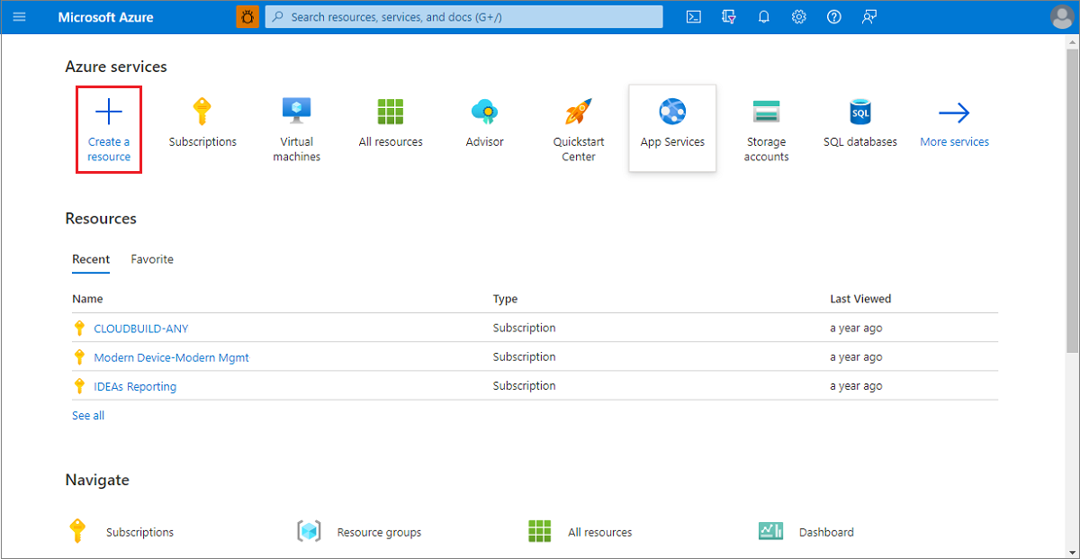 Captura de pantalla que muestra cómo comenzar a crear una instancia de contenedor nueva en Azure Portal, PNG.