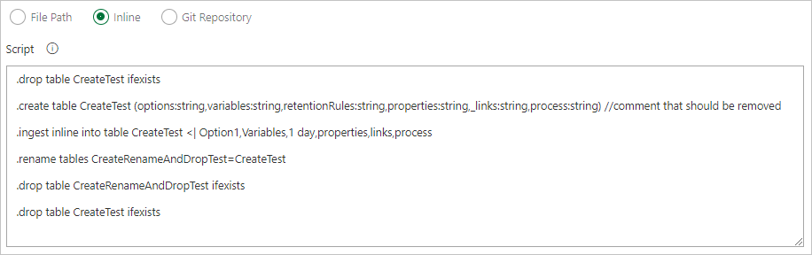Captura de pantalla que muestra la opción de comando en línea.