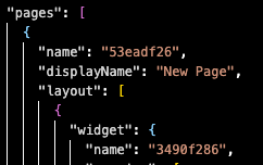 Un archivo de panel serializado con la visualización de valores de página y widget.