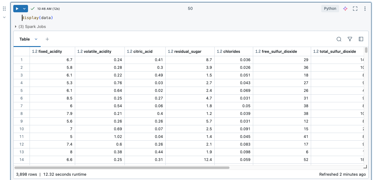 Tabla de resultados del notebook