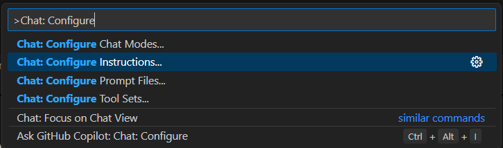 Captura de pantalla de la escritura en la paleta de comandos de Visual Studio Code.