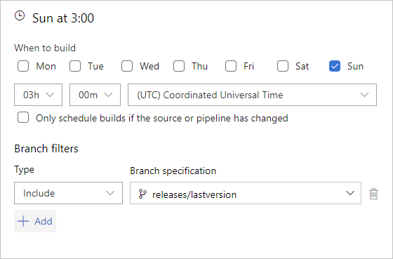 Frecuencia de desencadenador programado 2, Azure Pipelines y Azure DevOps 2019 Server.