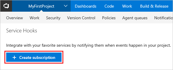 Seleccione Crear una nueva suscripción en la barra de herramientas.