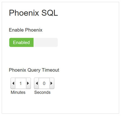 Sección de configuración de Ambari Phoenix SQL.