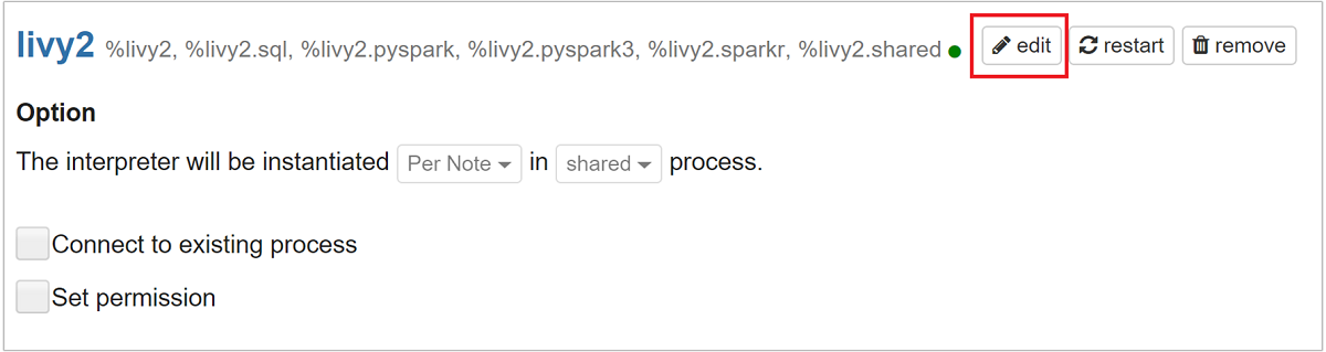 Modificación de la configuración del intérprete 1.