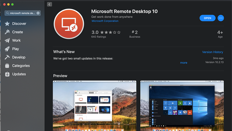 Captura de pantalla de Escritorio remoto de Microsoft aplicación en el App Store.