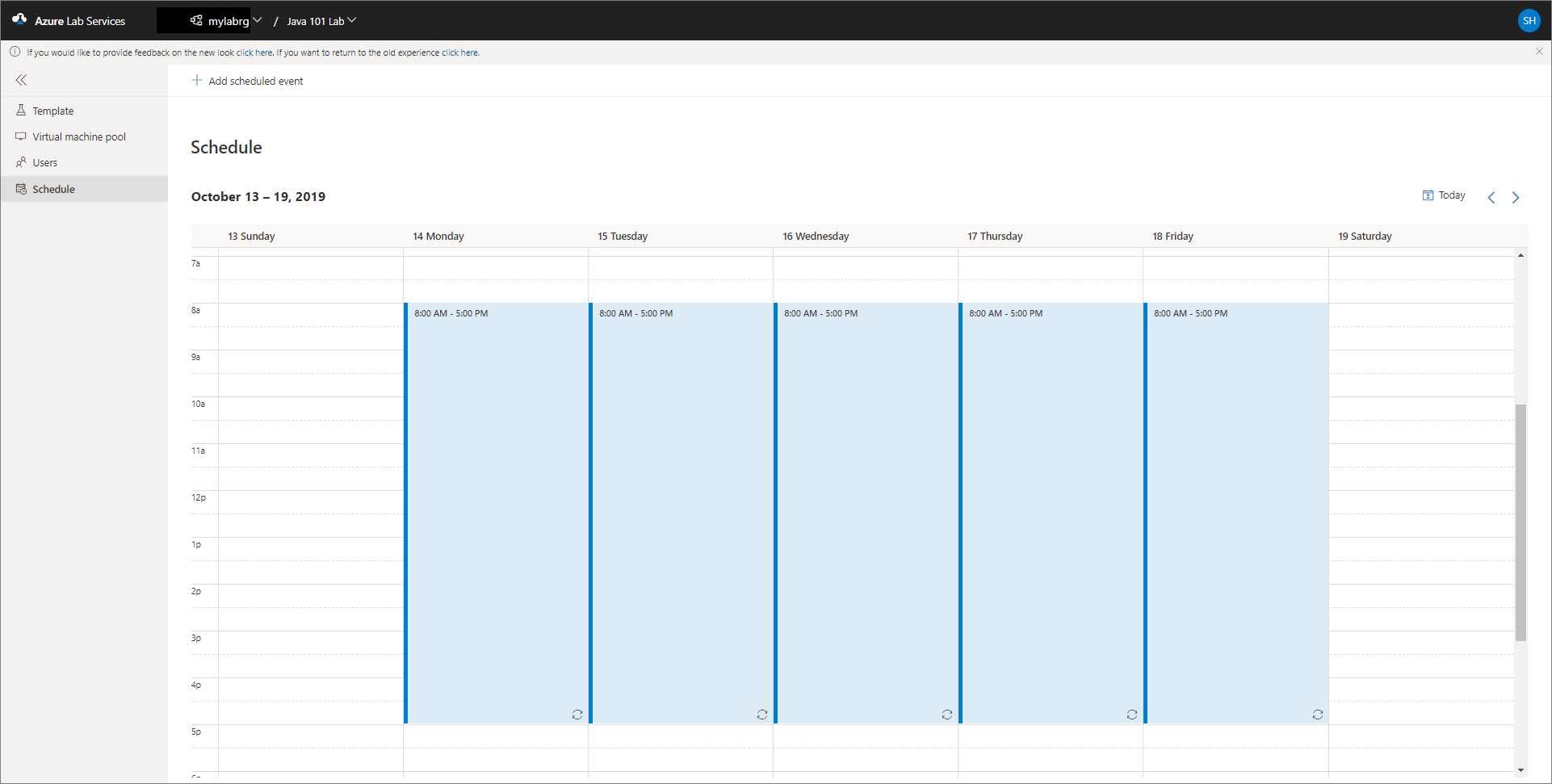 Programaciones en la vista de calendario