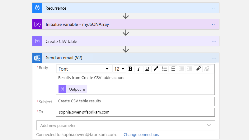 Screenshot showing a Consumption workflow with the 