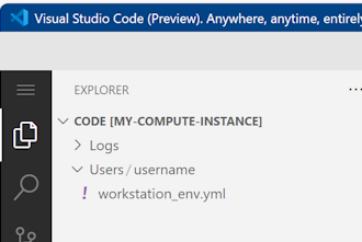 Captura de pantalla que muestra el archivo workstation_env.yml en la carpeta username.