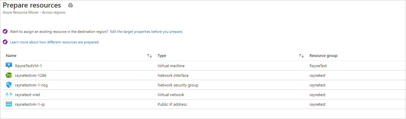 Screenshot displays page to select prepare for other resources.