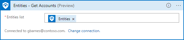 Captura de pantalla que muestra las acciones del cuaderno de estrategias para obtener las entidades de cuenta en el incidente.
