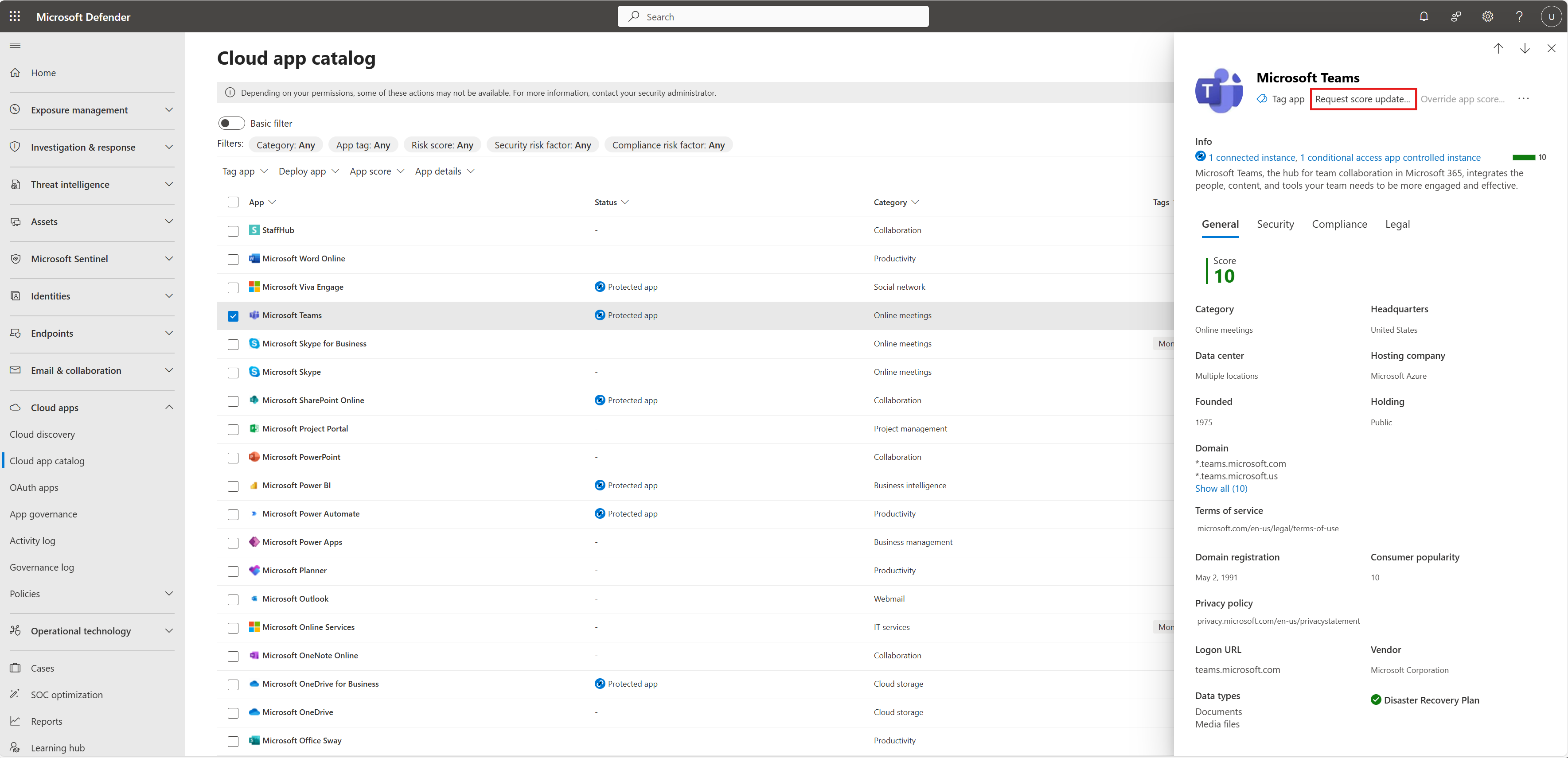 Captura de pantalla de cómo solicitar una actualización de puntuación de riesgo.