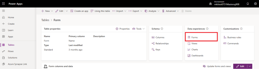 Experiencias de datos -> Formularios.