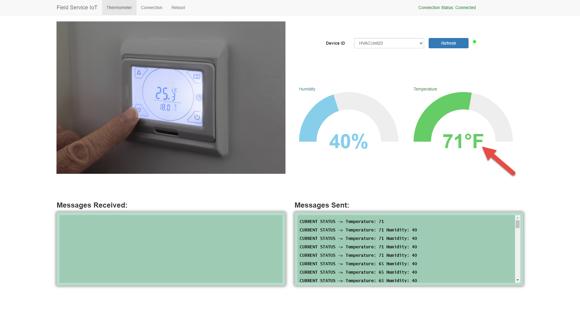 Captura de pantalla do simulador de alertas IoT.