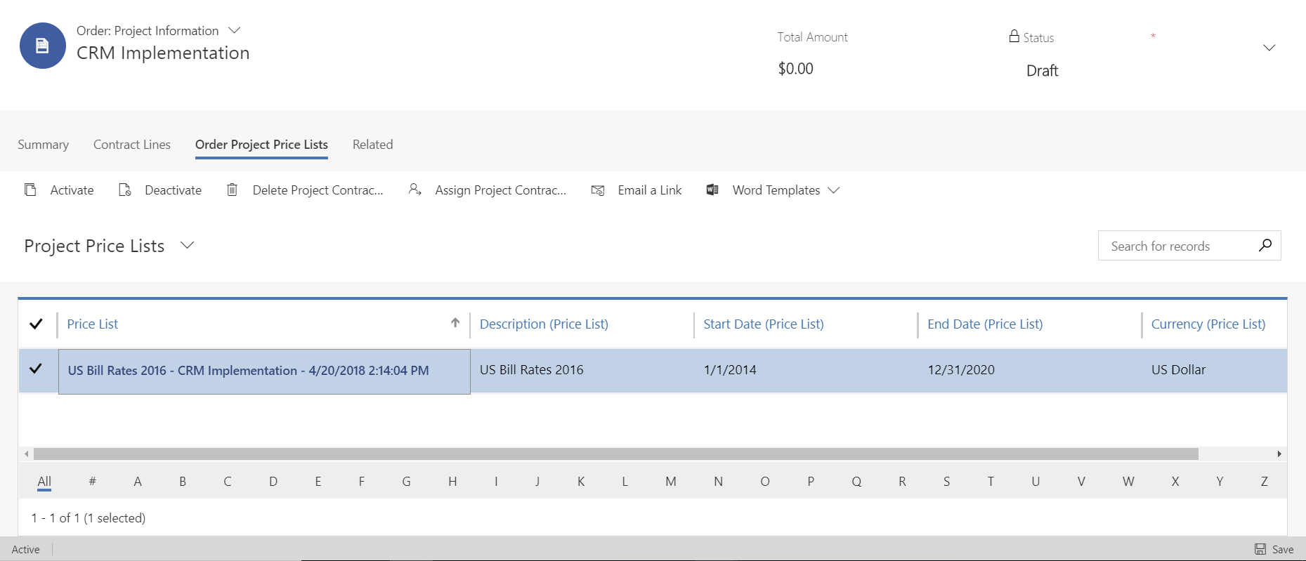 Ver e configurar prezos personalizados para un contrato de proxecto.