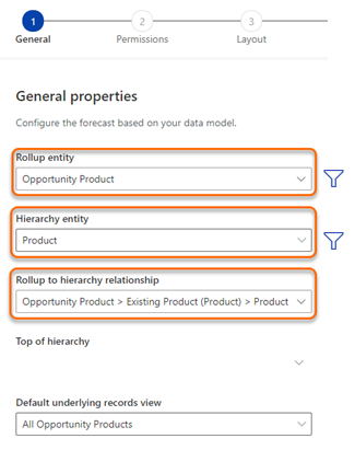 Configura as propiedades xerais para a previsión.