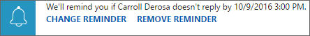 Captura de pantalla do recordatorio dunha actividade programada en Dynamics 365 Sales.