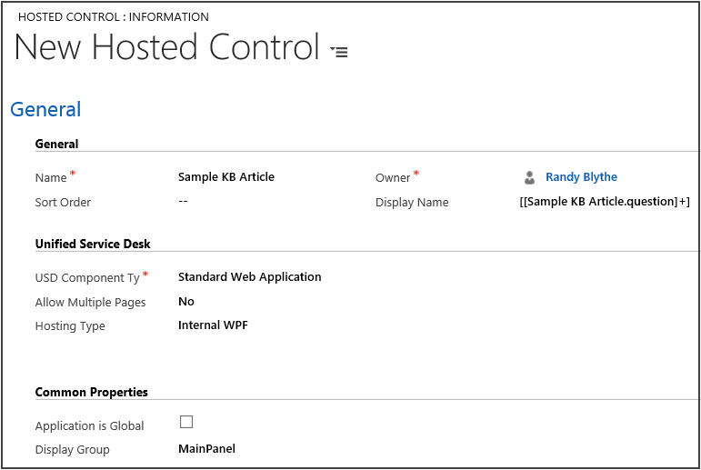 Nuevo control hospedado para mostrar el artículo de KB.