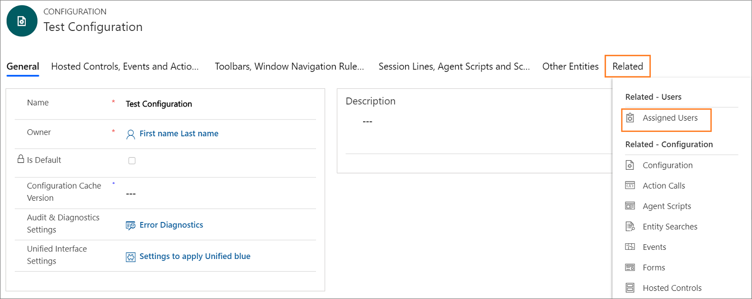 Navegación para asignar usuarios a una configuración.