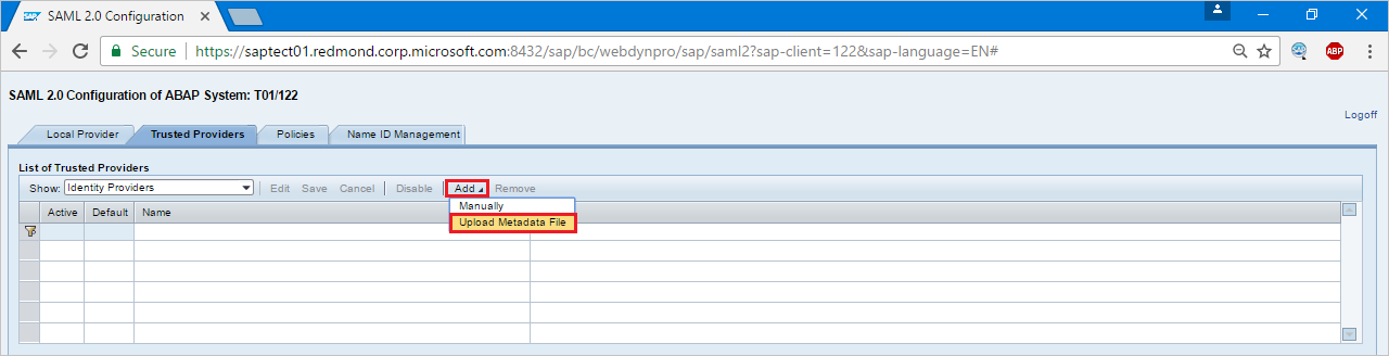 Configuración de inicio de sesión único 2