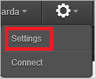 Screenshot shows Settings selected from the Settings menu.