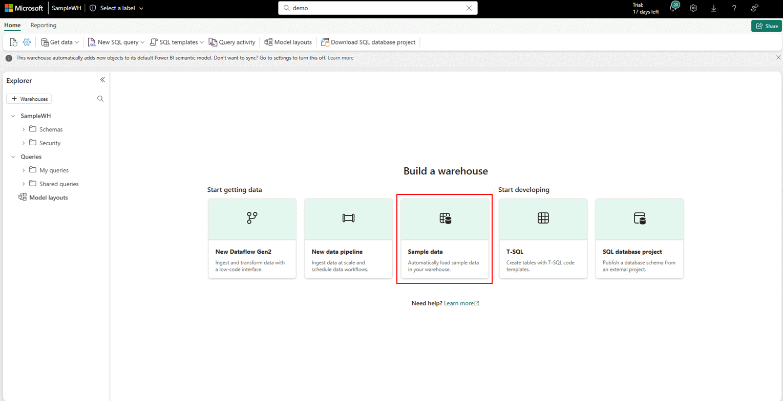 Captura de pantalla que muestra dónde seleccionar la tarjeta Almacén en el centro Crear.