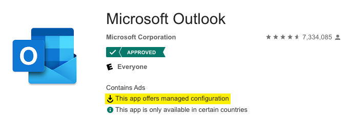 Captura de pantalla de una aplicación configurada