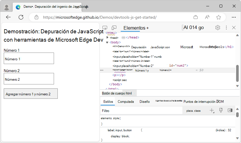 DevTools abierto en Elements