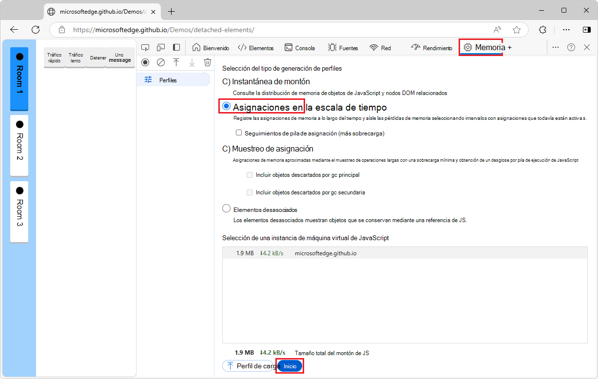 Abrir la herramienta Memoria
