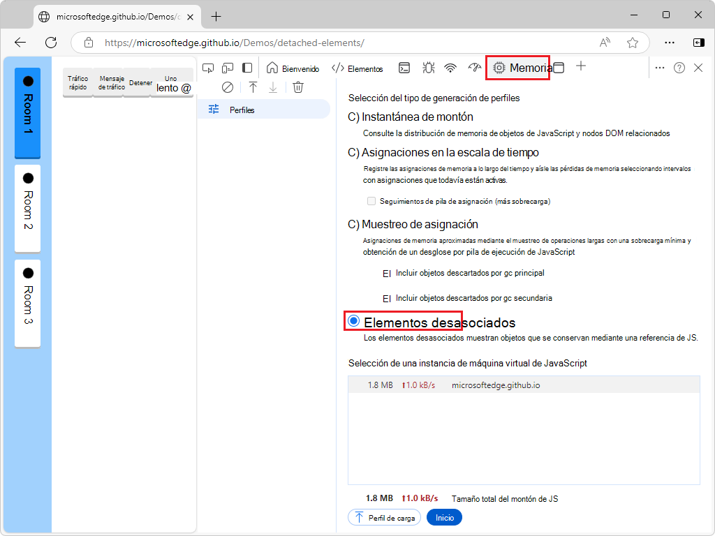 Abrir la herramienta Memoria