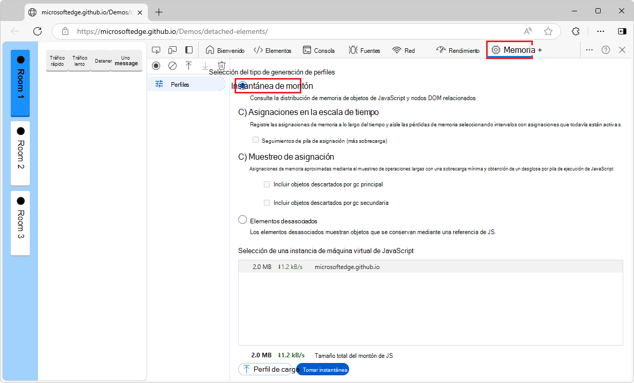 Abrir la herramienta Memoria