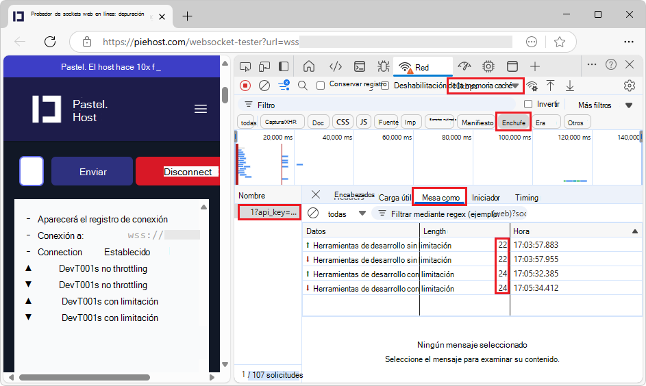 Mensajes enviados y sin limitación