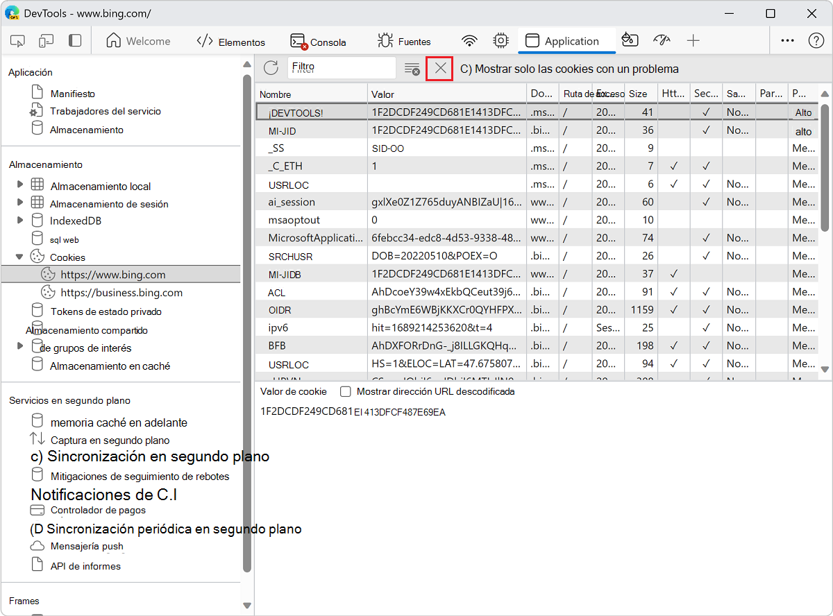 Eliminación de una cookie específica
