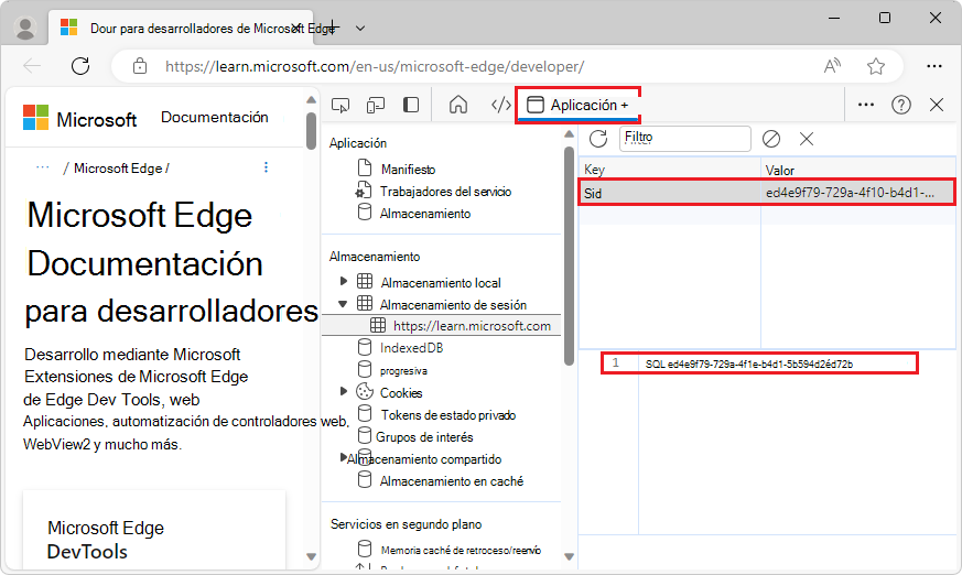 Ver el valor de la clave x-sid