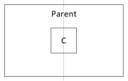 Exemplo de C centrado horizontalmente no elemento principal.