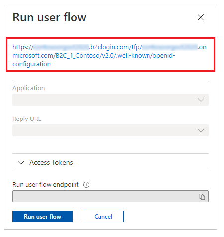 Seleccionar o URL de configuración de OpenID.