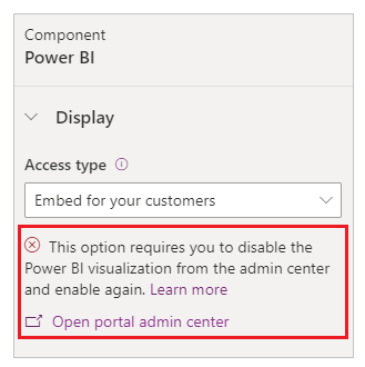Incorporación de Power BI para os seus clientes: volva activar a súa visualización.