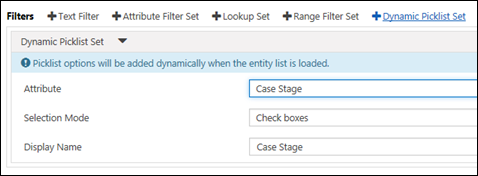 Configuración da lista de opcións dinámicas.