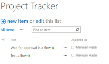 Imaxe da lista SPO de Project Tracker.