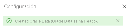  Screenshot of successful creation for the Oracle data source.